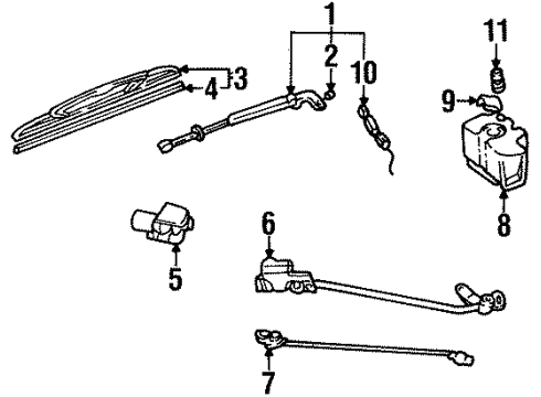1994 Oldsmobile Silhouette Rear Wiper Components Blade Diagram for 15010225