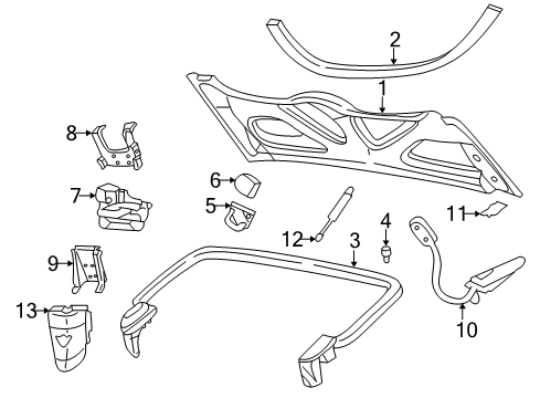 2002 Chevrolet Corvette Stowage Compartment Striker Asm-Folding Top Stowage Compartment Lid Latch Diagram for 10275646