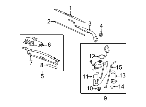 2006 Pontiac Torrent Windshield - Wiper & Washer Components Front Blade Diagram for 22703508