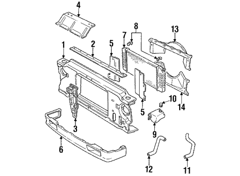 1991 GMC S15 Jimmy Radiator & Components, Radiator Support Radiator Support Cushion Diagram for 14032743