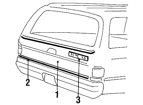 1990 GMC V2500 Suburban Rear Loading Door - Rear Cargo Door Handle Asm-End Gate Latch Remote Control Diagram for 4495180