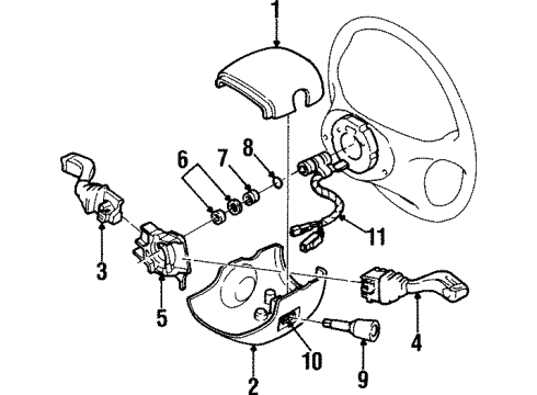 1998 Cadillac Catera Shroud, Switches & Levers Cover, Steering Column Trim Diagram for 90437166