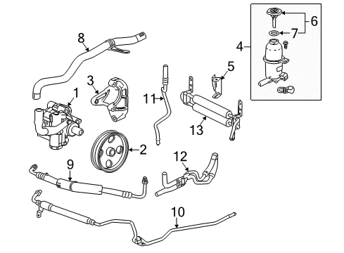 2011 Cadillac SRX P/S Pump & Hoses, Steering Gear & Linkage Pump Asm-P/S Diagram for 13574902