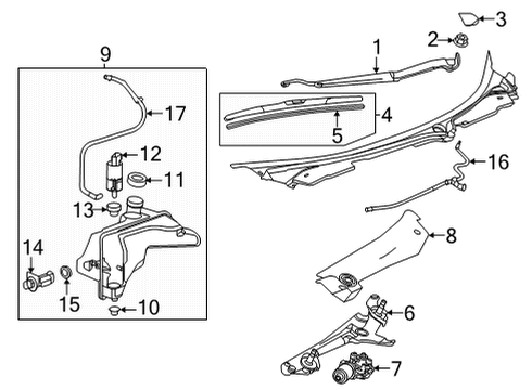2022 Chevrolet Corvette Wiper & Washer Components Wiper Motor Bolt Diagram for 11562405
