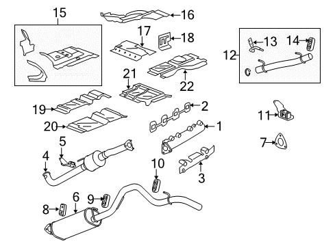 2007 GMC Savana 2500 Exhaust Components, Exhaust Manifold 3Way Catalytic Convertor Assembly (W/ Exhaust Manifold P Diagram for 15853441