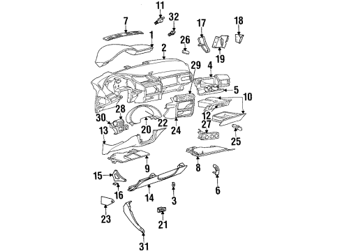 1995 Pontiac Grand Am Instrument Panel Grille-Windshield Defroster Nozzle *Graphite Diagram for 22586041