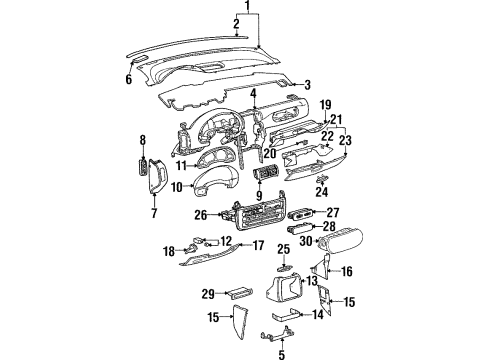 1996 Saturn SL Switches Heater & Air Conditioner Control Assembly Diagram for 21031071