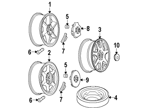 2002 Oldsmobile Aurora Wheels, Covers & Trim Center Cap AsSEMBLY (Hub) *Silver Spark Diagram for 9592951