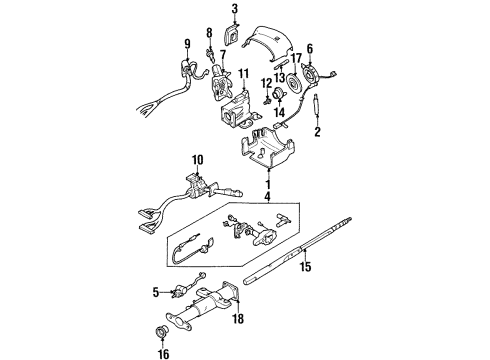 1995 GMC Yukon Steering Column Housing & Components, Shaft & Internal Components, Shroud, Switches & Levers Bearing, Steering Shaft Lower Diagram for 26052238