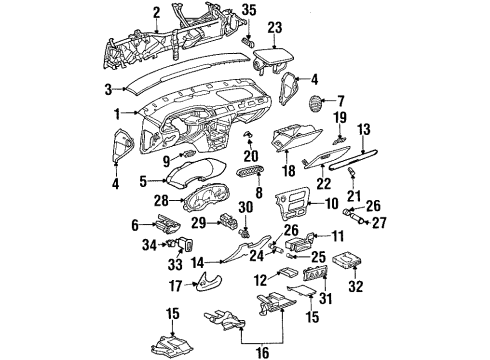 1998 Oldsmobile Cutlass Instrument Panel Cylinder & Keys Diagram for 25832354