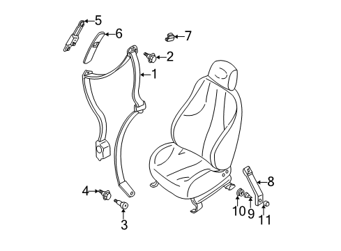 1996 Chevrolet Cavalier Seat Belt Driver Seat Belt Kit (Retractor Side) Gray Diagram for 12532176