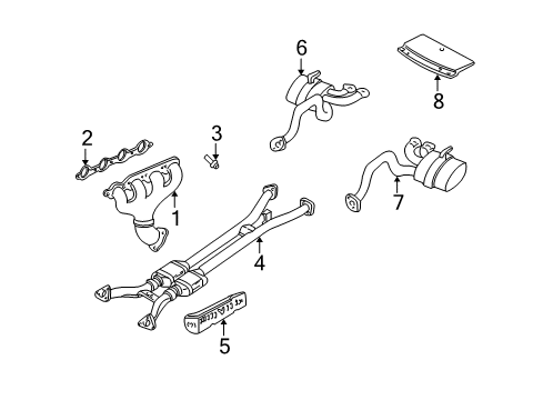 2001 Chevrolet Corvette Exhaust Components Oxidation Catalytic Converter Assembly (W/ Exhaust Pipe) Diagram for 88895875