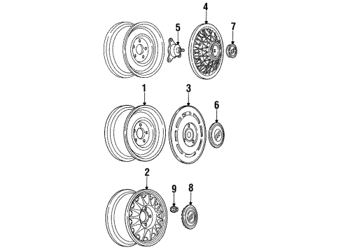 1992 Buick Roadmaster Wheels Wheel Trim Cover Assembly Diagram for 10201267