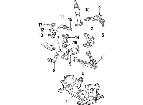 1985 Chevrolet Corvette Front Suspension Components, Lower Control Arm, Upper Control Arm, Stabilizer Bar Joint, Front Lower Control Arm Ball Diagram for 9769599