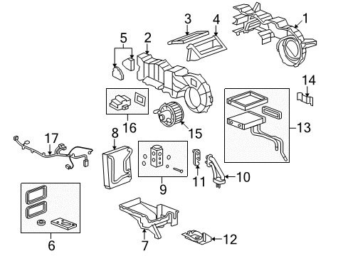 2009 Hummer H2 A/C Evaporator & Heater Components Core Asm, Auxiliary Heater Diagram for 19130385