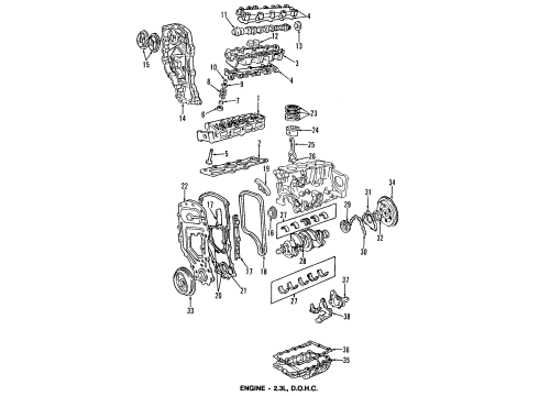 1995 Pontiac Sunfire Engine Parts, Mounts, Cylinder Head & Valves, Camshaft & Timing, Oil Pan, Oil Pump, Crankshaft & Bearings, Pistons, Rings & Bearings Spring-Valve Diagram for 24574638