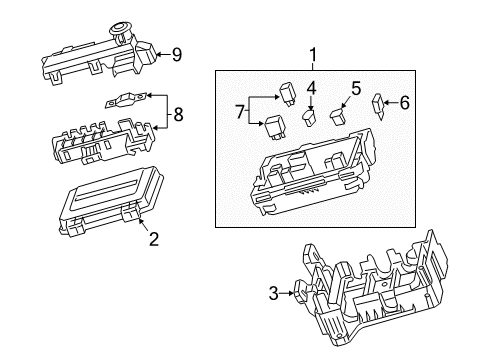 2015 Cadillac ATS Fuse & Relay Mount Bracket Diagram for 22942284
