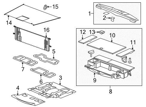 2009 GMC Acadia Interior Trim - Rear Body Carpet Diagram for 23412843