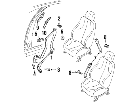 1997 Oldsmobile Cutlass Seat Belt Front Seat Center Belt Kit *Graphite Diagram for 12369739