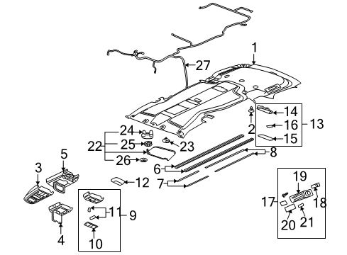 2006 Chevrolet Uplander Interior Trim - Roof Panel Asm, Headlining Trim *Cashmere Diagram for 89024418