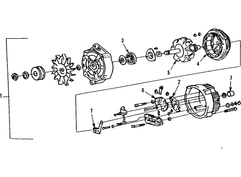 1985 Cadillac Seville Alternator Bearing, Generator Rotor Shaft Slip Ring End Diagram for 9437171