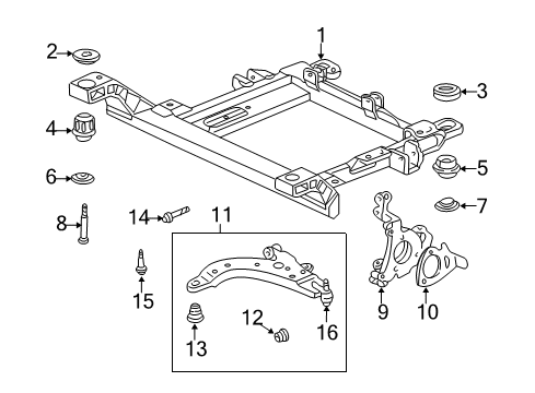 2003 Chevrolet Impala Front Suspension Components, Lower Control Arm, Stabilizer Bar Front Insulator Diagram for 15240257