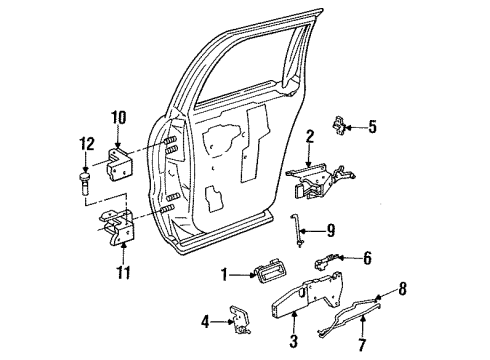 1995 Cadillac Fleetwood Front Door Rod S/A - Inside Handle Locking Diagram for 16620252