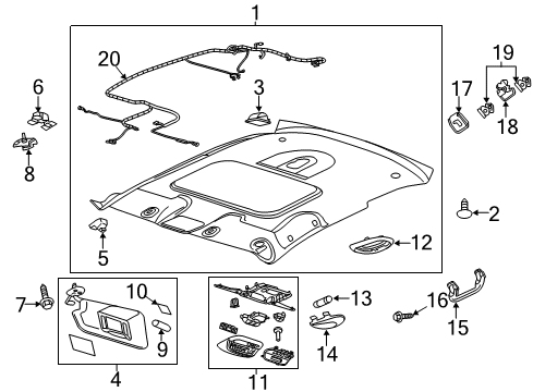 2007 Chevrolet Monte Carlo Interior Trim - Roof Bezel Bolt Diagram for 11515401