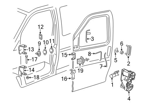 2018 Chevrolet Express 3500 Front Door Lock Actuator Diagram for 89044525