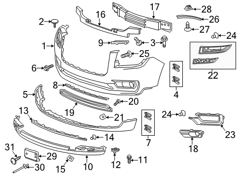 2013 GMC Acadia Front Bumper Lower Cover Diagram for 23350831