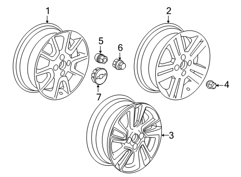 2015 Chevrolet Spark EV Wheels, Covers & Trim Center Cap Diagram for 95258570