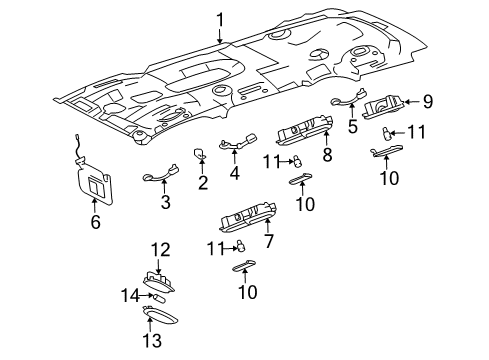 2004 Chevrolet Trailblazer EXT Interior Trim - Roof Handle, Asst Diagram for 15099040