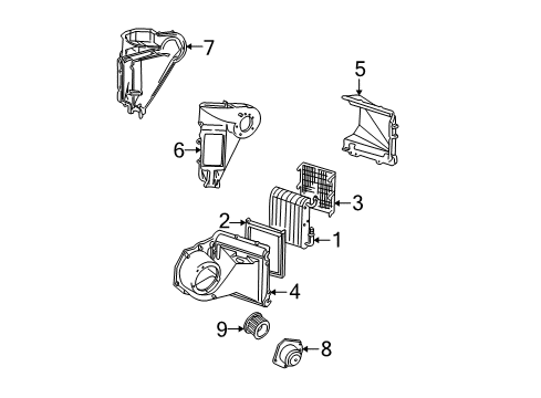 1992 Chevrolet Astro Auxiliary Heater & A/C Motor Asm, Blower Diagram for 88890696