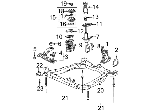 2004 Saturn Ion Front Suspension Components, Lower Control Arm, Stabilizer Bar Lower Control Arm Diagram for 10356342