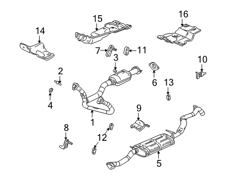2001 Chevrolet S10 Exhaust Components 3Way Catalytic Convertor Assembly Diagram for 12568312