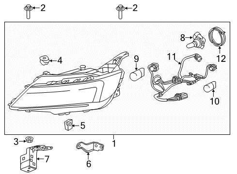2014 Chevrolet Impala Headlamps Headlamp Bulb Diagram for 13587719