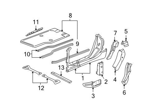 2007 Chevrolet Corvette Aperture Panel, Floor, Hinge Pillar, Lock Pillar Upper Support Diagram for 10419275