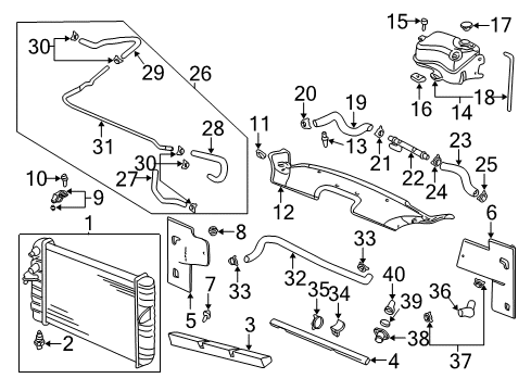 2001 Cadillac DeVille Radiator & Components Outlet Pipe Seal Diagram for 3522676