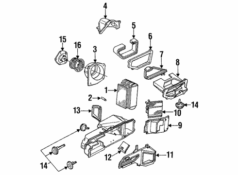 1990 Chevrolet Camaro Heater Core & Control Valve Blower Motor Diagram for 12491240