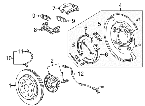 2010 Cadillac SRX Parking Brake Rotor Diagram for 13501317