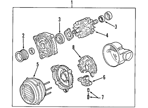 2000 Cadillac Catera Alternator Bearing, Generator Rotor Drive End Diagram for 90512010