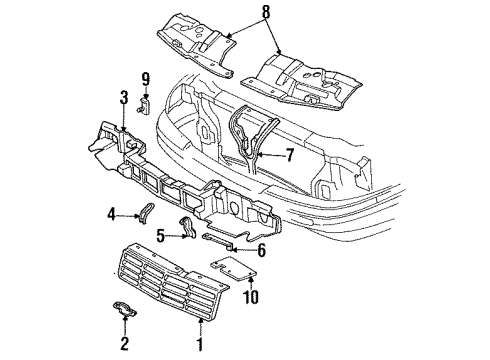 1989 Chevrolet Corsica Grille & Components Shield-Air Intake Splash Diagram for 22599597