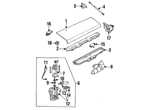 1987 Chevrolet Camaro Lift Gate Actr Asm-C/Lift Window Pull Down Unit Actuator Assembly Diagram for 20614856