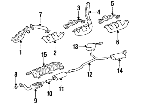 1995 Buick Riviera Exhaust Components, Exhaust Manifold Converter & Pipe Diagram for 24503255