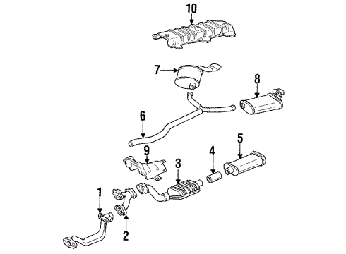 1997 Oldsmobile Aurora Exhaust Components 3Way Catalytic Convertor Assembly Diagram for 25161933