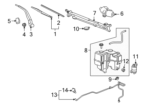 2009 Hummer H3T Wiper & Washer Components Front Blade Diagram for 10389562