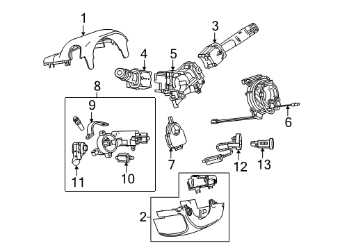 2011 Buick LaCrosse Shroud, Switches & Levers Upper Column Cover Diagram for 9011601