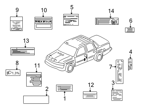 2004 Cadillac Escalade EXT Information Labels Label-Accessory Belt Routing Diagram for 12575049