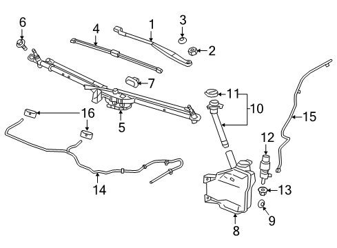 2016 Chevrolet Cruze Wiper & Washer Components Arm Asm-Windshield Wiper Diagram for 13466308