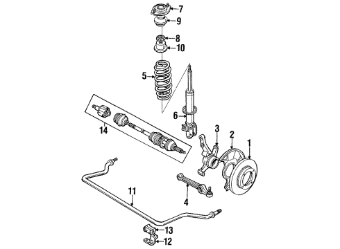 1988 Chevrolet Sprint Front Suspension Components, Lower Control Arm, Stabilizer Bar Bearing, Front Suspension Diagram for 96055786